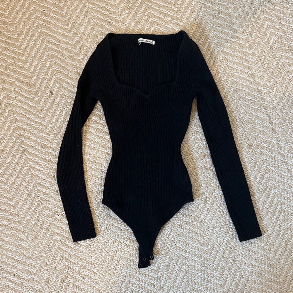 Abercrombie & Fitch Ribbed Black Sweater Body Suit